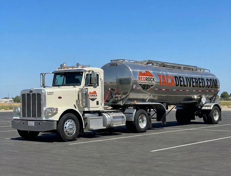 RedRock Pavement Supplies tack oil tanker truck - jobsite and yard delivery, greater Bay Area